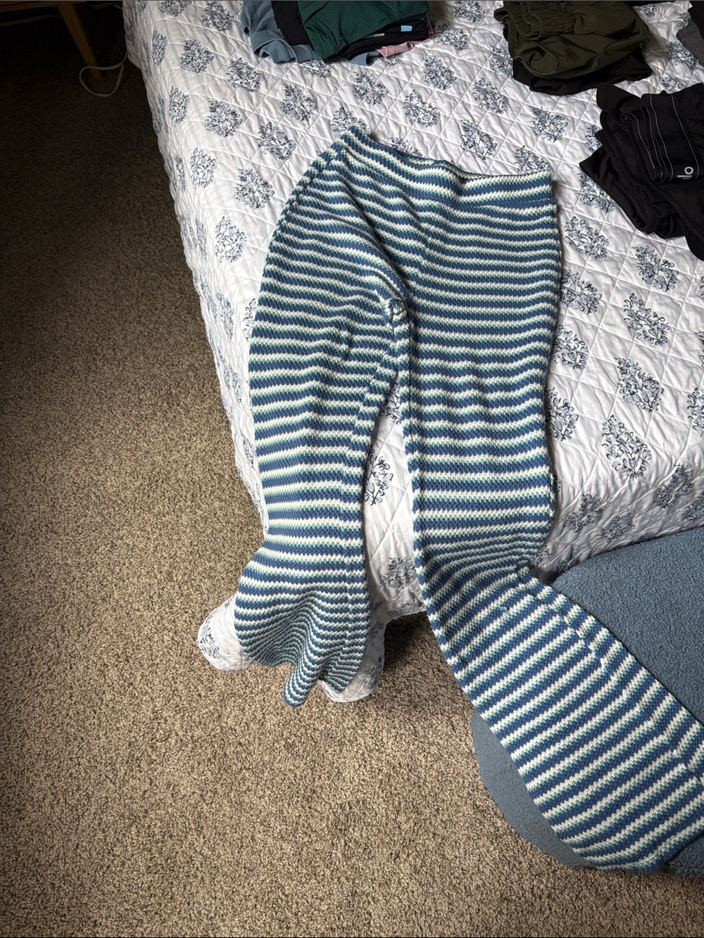 Double Zero Striped Knit pants - Blue, Cream & Mint